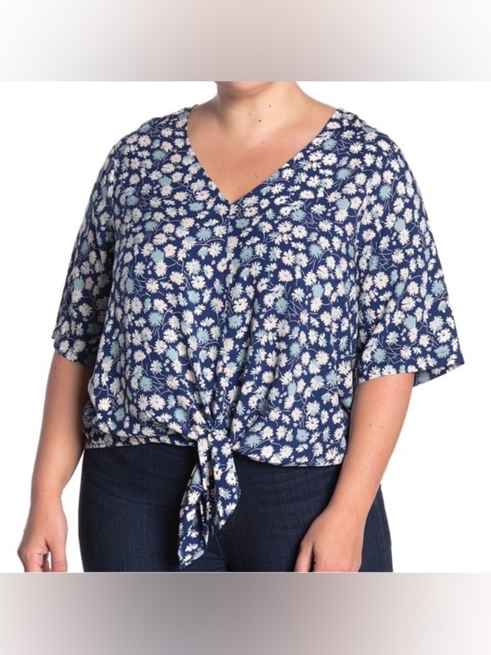 Brand New-Madewell Tiny Daisy Front-Tie V-Neck Blouse